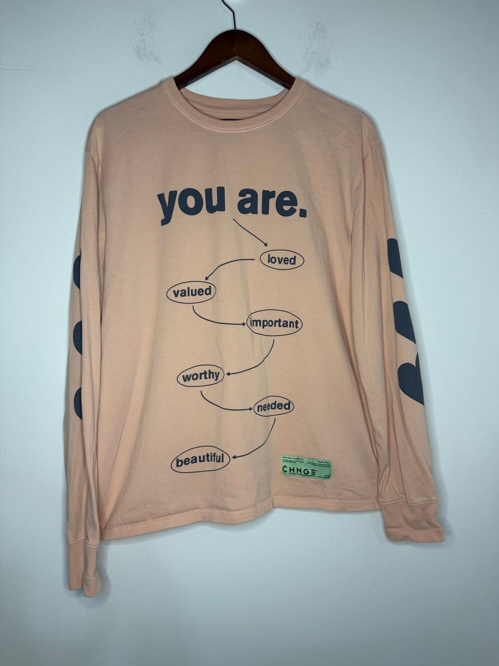 CHNGE You Are Not Alone graphic tee 100% organic cotton Size Large